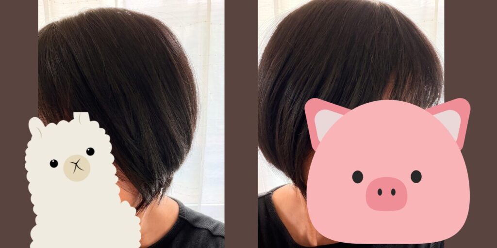 部分ウィッグ着用後の女性の横顔